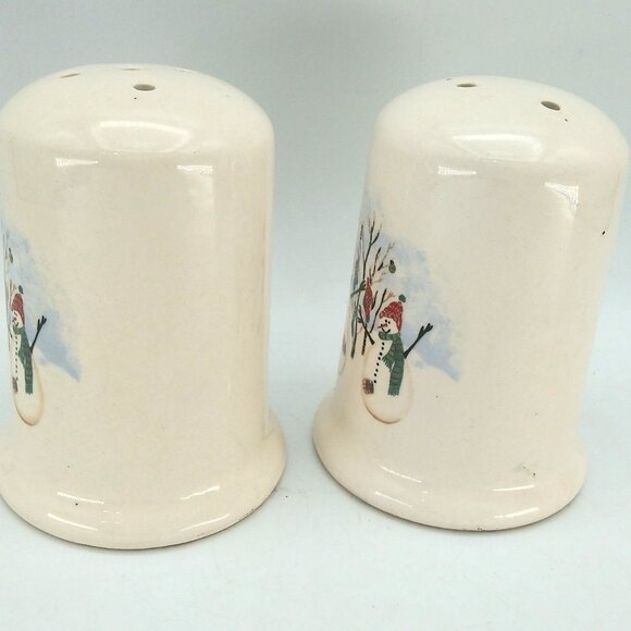 Royal Seasons Snowman Christmas Salt & Pepper Shaker Set Holiday Stoneware 3.25" - Picture 6 of 10